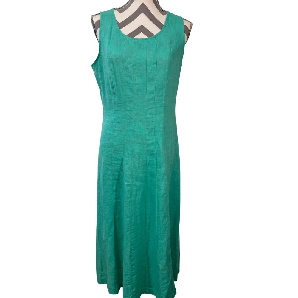 Choices 100% Linen Sleeveless Maxi Dress Mint Green Size Large Coastal Resort